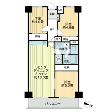 高尾パークハイツ A棟の物件間取画像